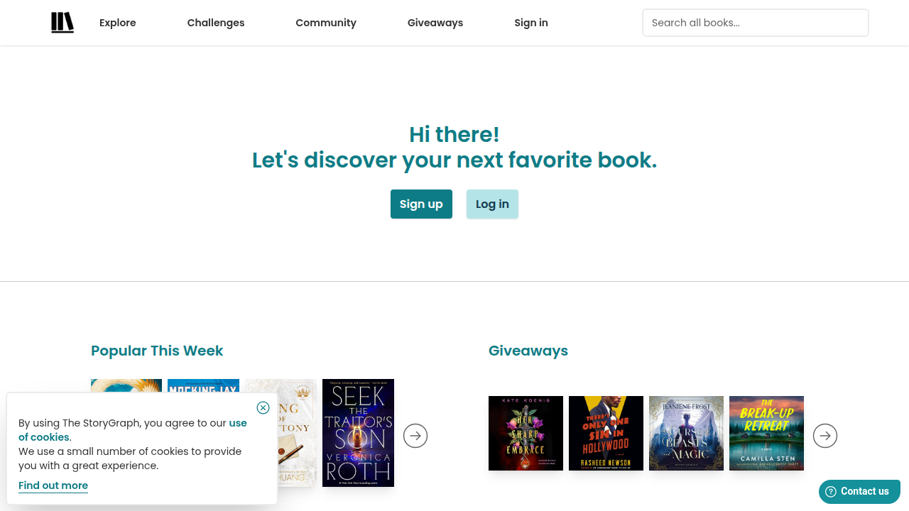 A screenshot of The StoryGraph app interface, demonstrating a popular digital tool for tracking reading habits.