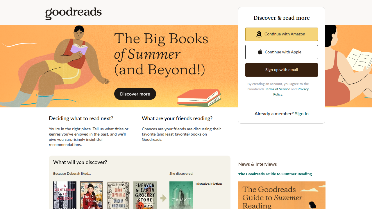 Goodreads, a popular platform for tracking books, reading progress, and discovering new titles.