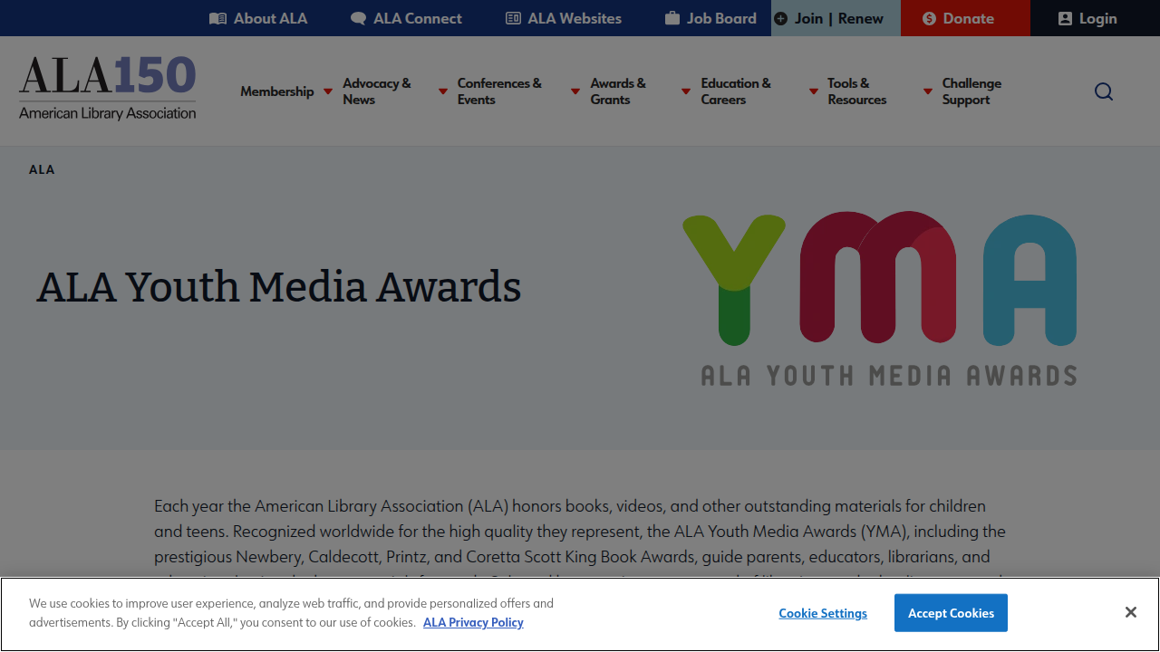 Explore the official homepage of the American Library Association Youth Media Awards, a leading source for award-winning children's literature.