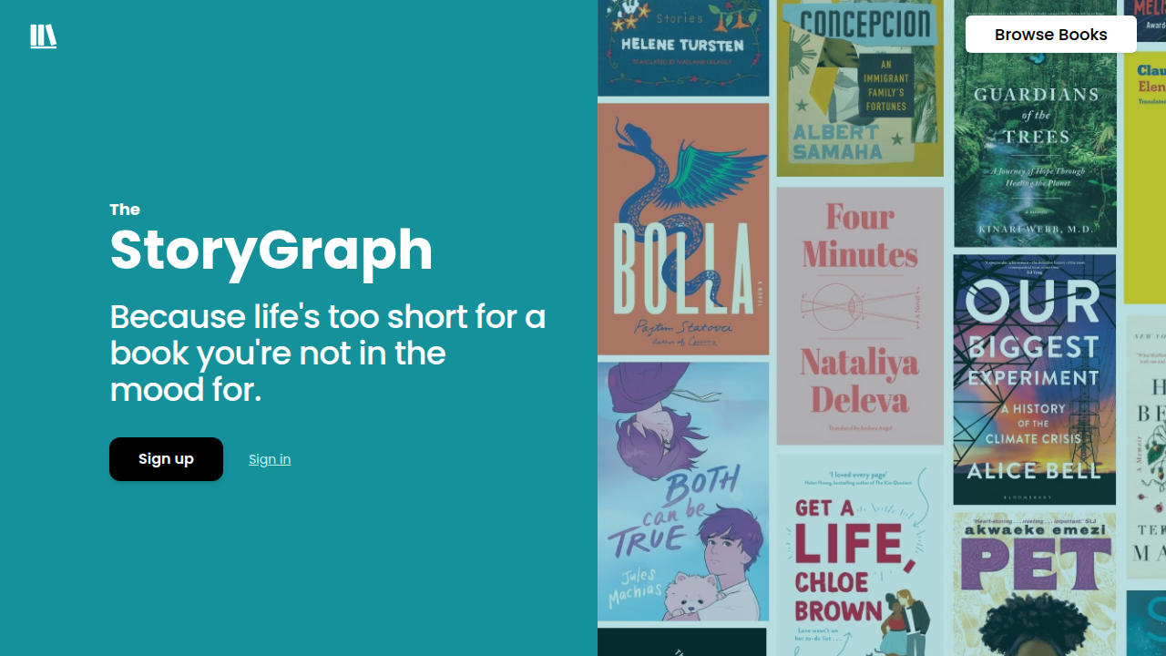 A screenshot of The StoryGraph, a popular book tracking app known for its detailed statistics and user-friendly interface.