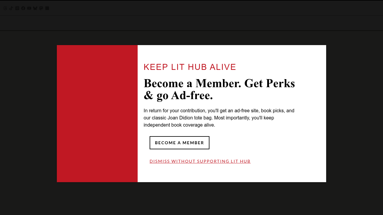 Lit Hub's homepage, a popular destination for literary news, essays, and criticism.