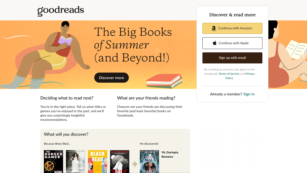 Goodreads provides a platform to track reading, connect with friends, and discover new books through community groups.