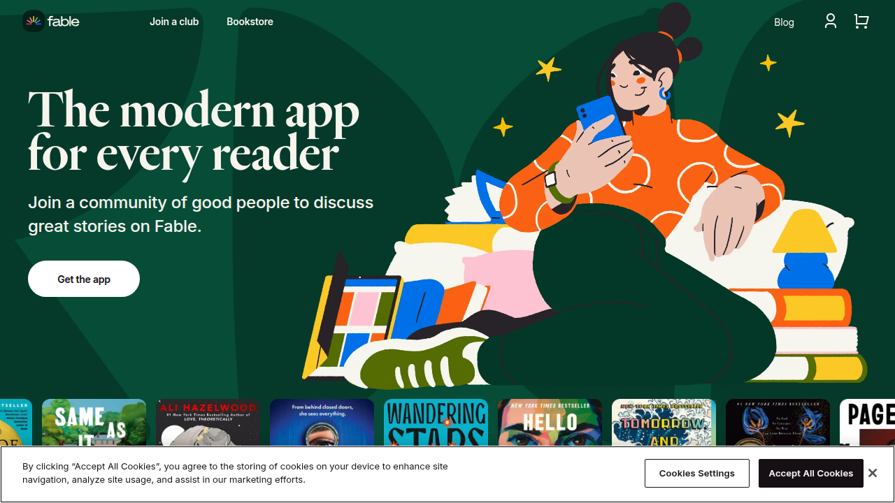 Fable's website, a platform noted for its insights into reading trends and recommendations.